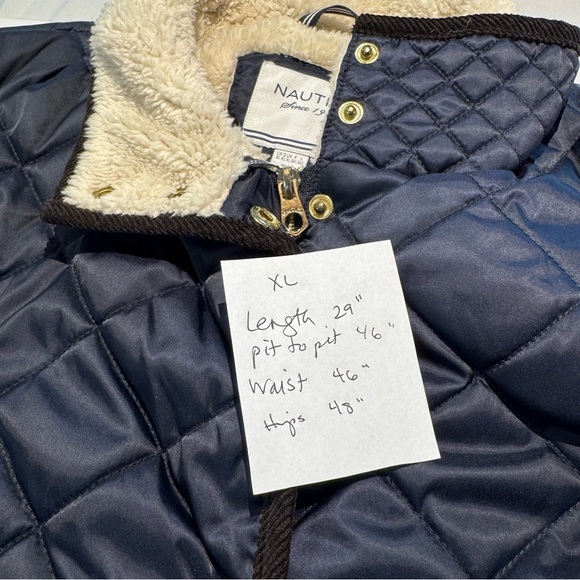 Nautica Womens XL Navy Blue Insulated Quilted Jacket Faux Fur Trim Jacket - Picture 7 of 7